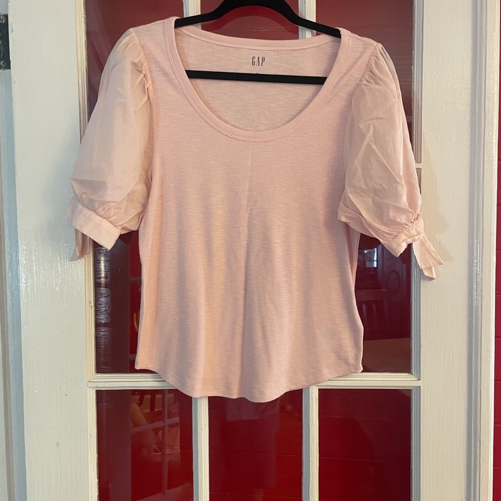 GAP Women's Light Pink Puff Sleeve Blouse